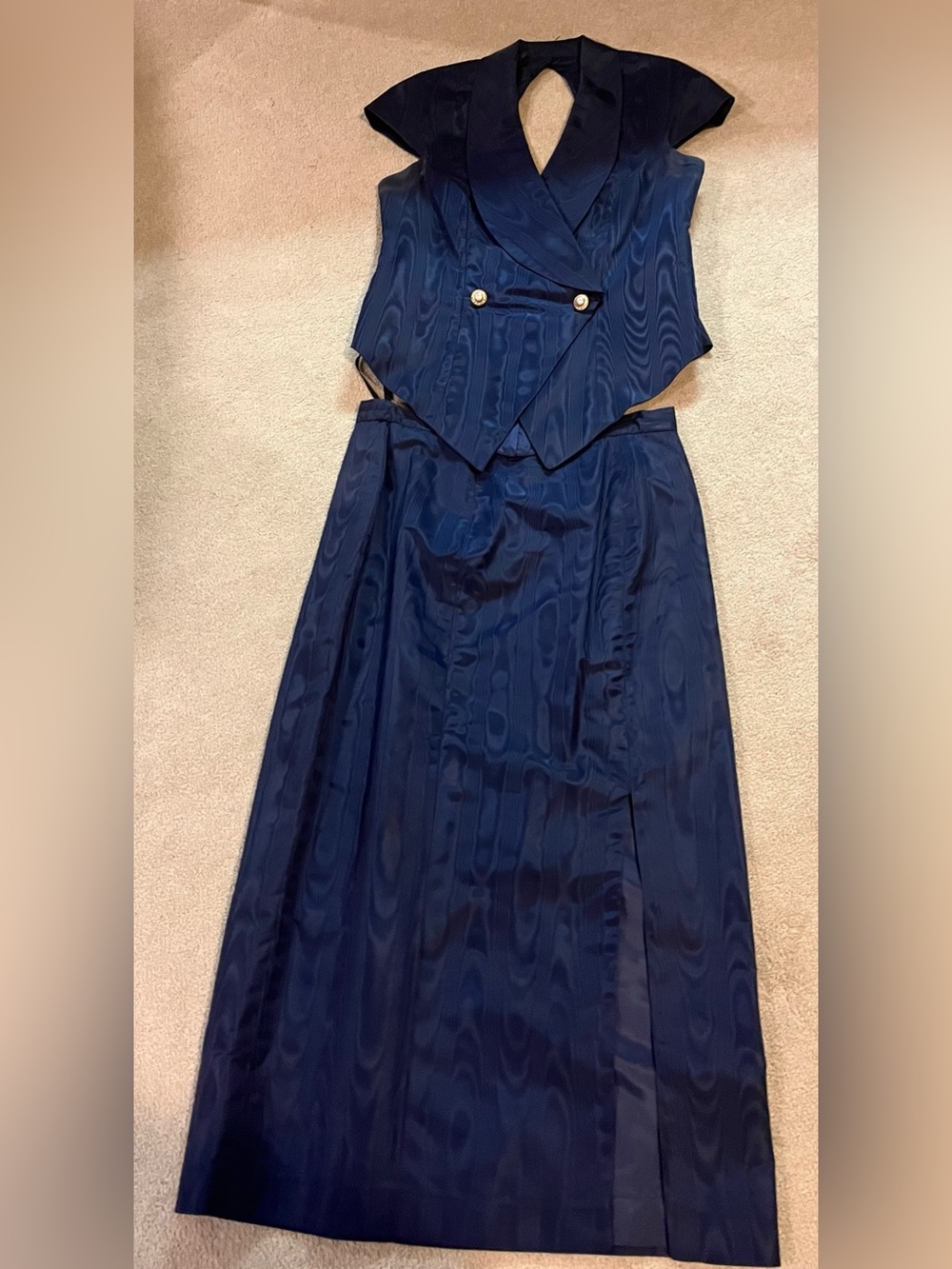 Elegant Navy Blue Two-Piece Dress Set